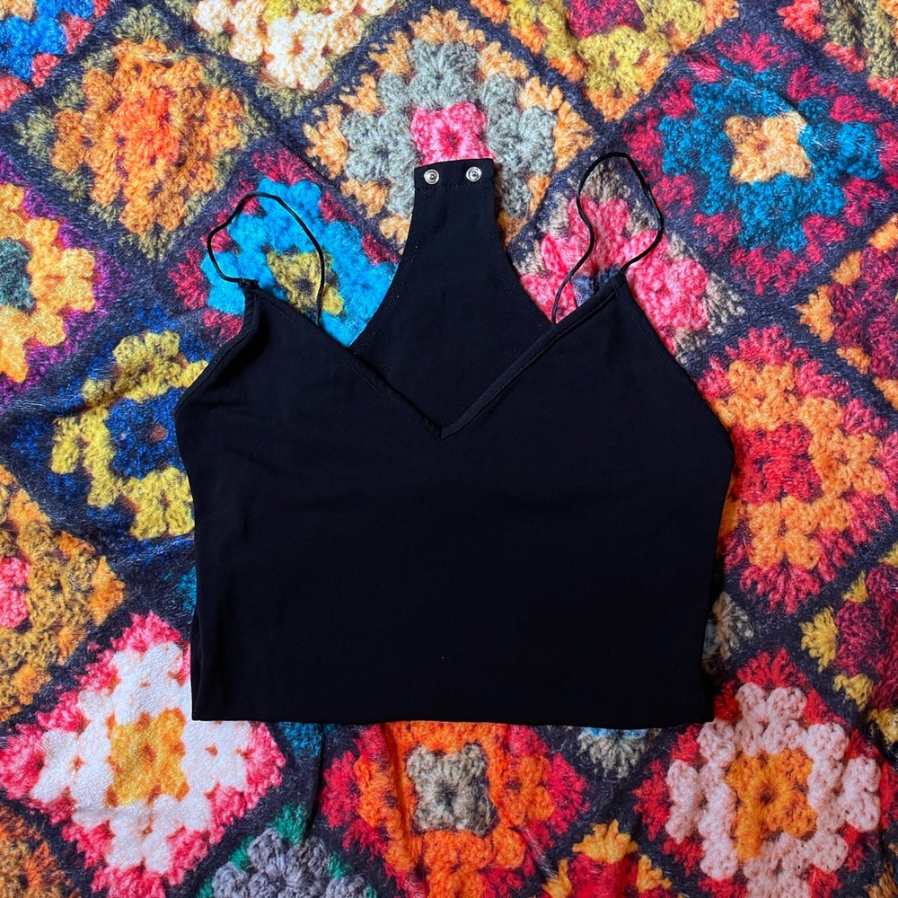 black spaghetti strap bodysuit